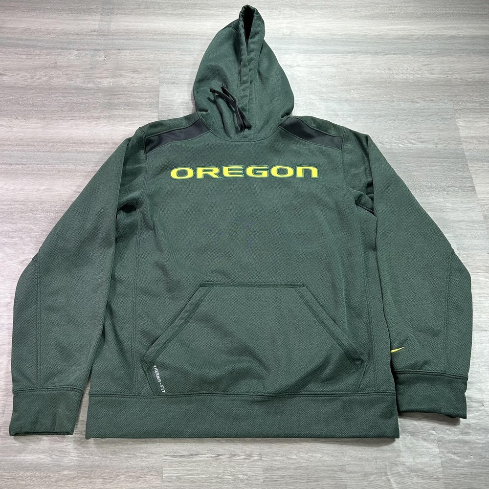 Nike Oregon‎ Ducks Sweatshirt Mens Small Green NCAA Football Therma Fit Hoodie